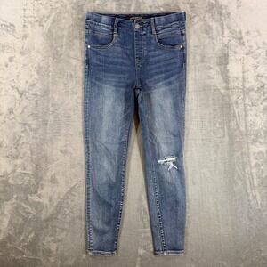 Liverpool Pull On Ankle Skinny Jeans Women's Size 6/28 Blue Distressed Pants